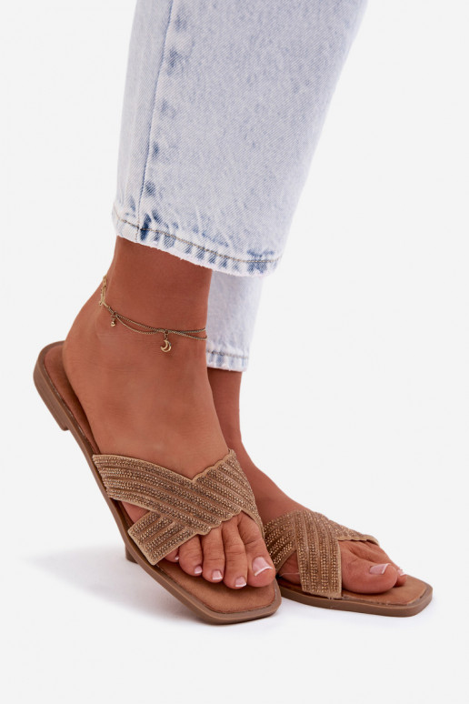 naiste plätud laiade nööridega säravate kristallidega Kuldset värvi Zinnia