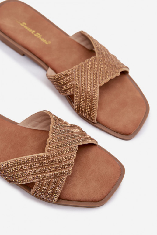 naiste plätud laiade nööridega säravate kristallidega Kuldset värvi Zinnia