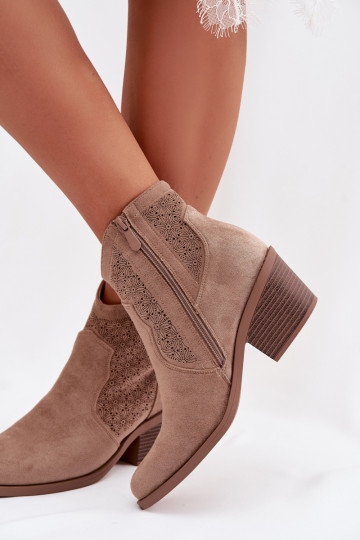 Saapad Pealiste omad kõrge jämeda kontsaga S.Barski HY61-8013 beeži värvi 2