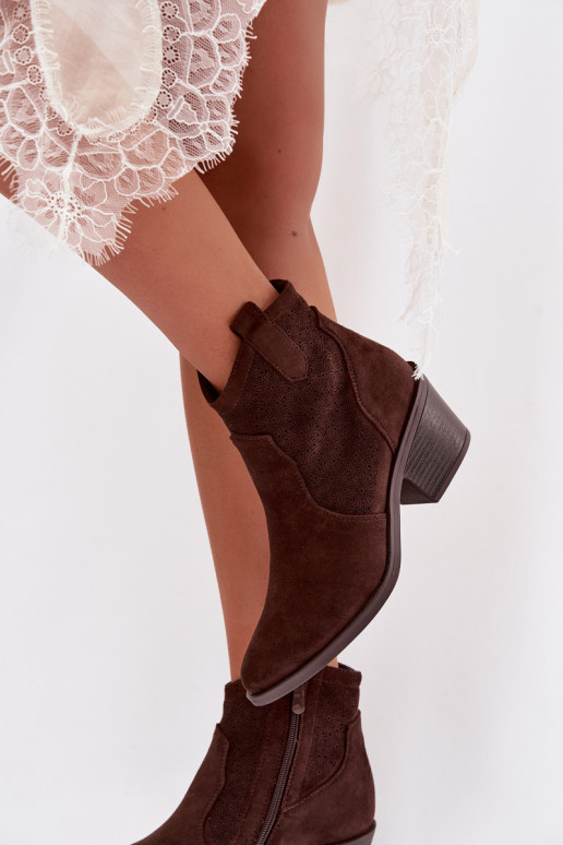 Saapad Pealiste omad kõrge jämeda kontsaga S.Barski HY61-8013 Czekoladosissee