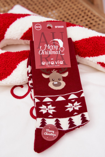 Skarpety meeste omad Christmas Mustriline Põhjapõtradega bordoo-värvi
