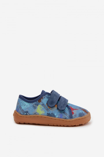 Laste sussid Barefoot dinozauridega Froddo Canvas G1700440-15 sinise värviga 2