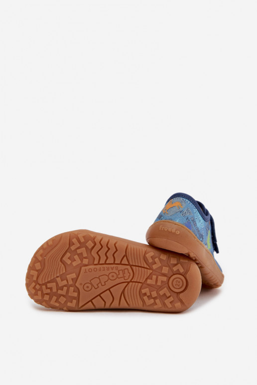 Plätud Laste jalanõud Barefoot Dinosaurused Froddo Canvas G1700440-15 Sinist värvi
