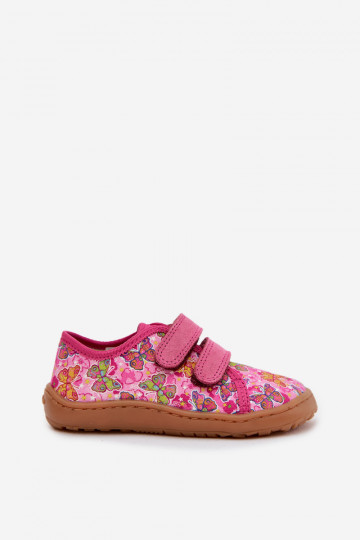 Laste sussid Barefoot liblikatega Froddo Canvas G1700440-11 roosa värviga