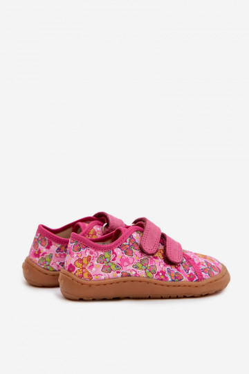 Laste sussid Barefoot liblikatega Froddo Canvas G1700440-11 roosa värviga 2