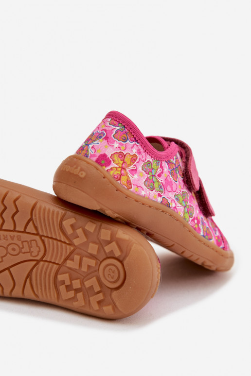 Plätud Laste jalanõud Barefoot Liblikad Froddo Canvas G1700440-11 Tumeroosad värvi