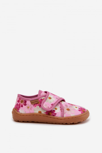 Laste sussid Velcro kinnitusega Barefoot lilledega Froddo G1700438-8 roosa värviga 2