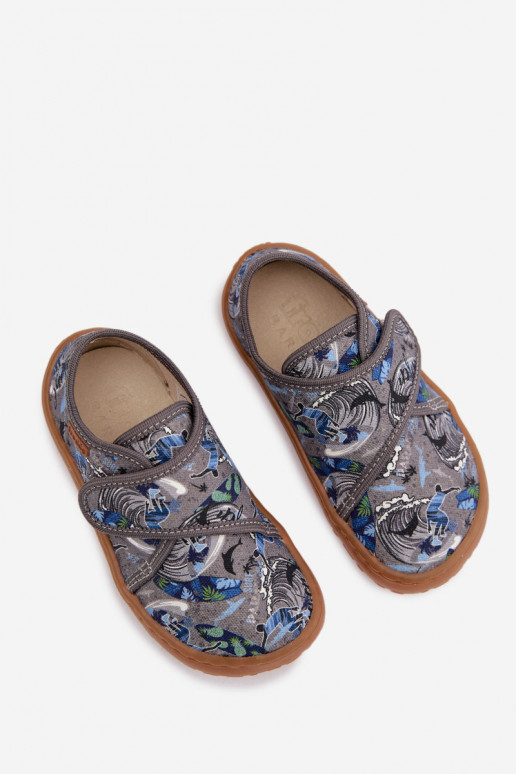 Plätud Laste jalanõud poiste krõpsudega kinnitatav Barefoot Surfer Froddo G1700438-7 Halli värvi