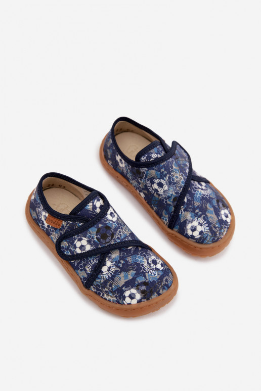 Plätud Laste jalanõud poiste krõpsudega kinnitatav Barefoot Pallid Froddo G1700438-6 tumesinist värvi