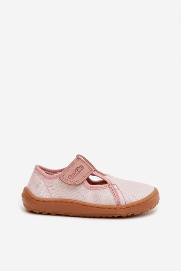 Laste sussid Velcro kinnitusega sädeleva pinnaga Barefoot Froddo Canvas G1700439-2 roosa värviga 2