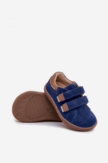 Nahksed barefoot laste kingad helkuritega Bartek 8600366 tumesinine 2