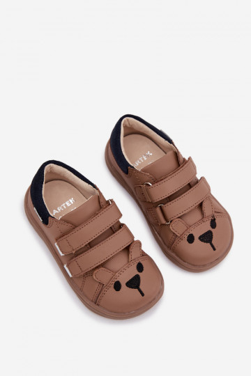Nahksed barefoot laste kingad karu teema Bartek 8600654 beež 2