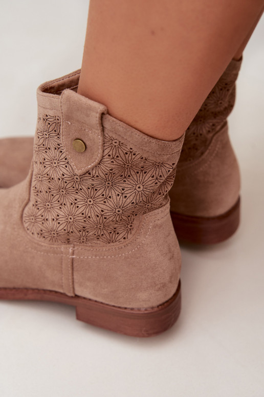 Pealiste poolsaapad laiade nööridega Ažuurse mustriga S.Barski HY61-8025 beeži värvi