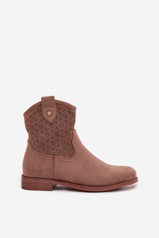 Pealiste poolsaapad laiade nööridega Ažuurse mustriga S.Barski HY61-8025 pruunid värvi