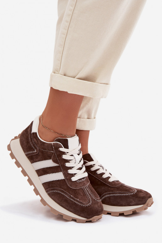 seemisnakhsed Sneakers tüüpi jalanõud Pealiste omad platvormiga S.Barski LR61-7097 Czekoladosissee