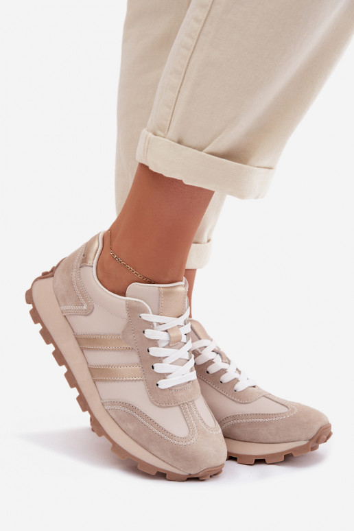 seemisnakhsed Sneakers tüüpi jalanõud Pealiste omad platvormiga S.Barski LR61-7097 beeži värvi