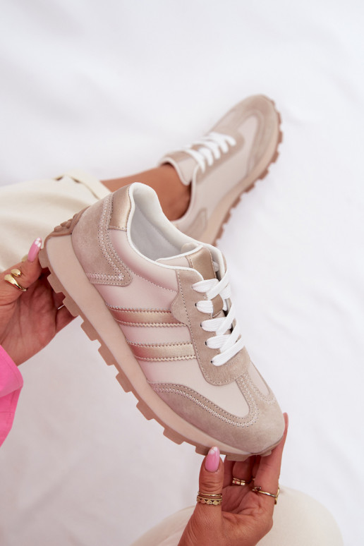 seemisnakhsed Sneakers tüüpi jalanõud Pealiste omad platvormiga S.Barski LR61-7097 beeži värvi