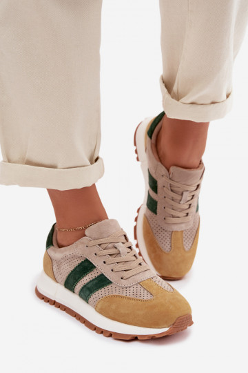 Naiste jalatsid Sneakers mudel naturaalsest sametist liiva-kollase värviga