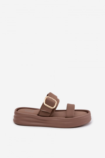 Riidest naiste plätud platvormiga Triipudega I Złotą neetide ja pandlaga Khakivärvi Ameliette 2