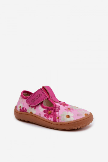 Laste sussid Velcro kinnitusega lilledega Barefoot Frod