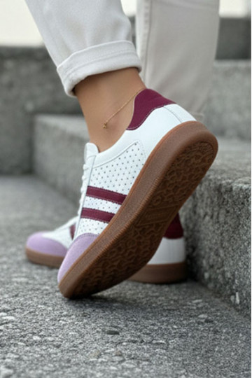 Zazoo N1318 kunstnahast avatud detailidega sportjalatsid naistele valgete-lillade värvidega 2