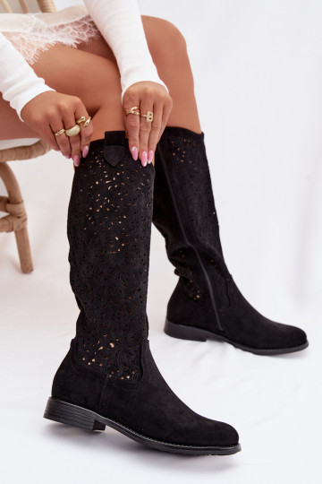 Ažuurne naiste pika säärega saapad laiade nööridega S.Barski HY61-8023 msuud