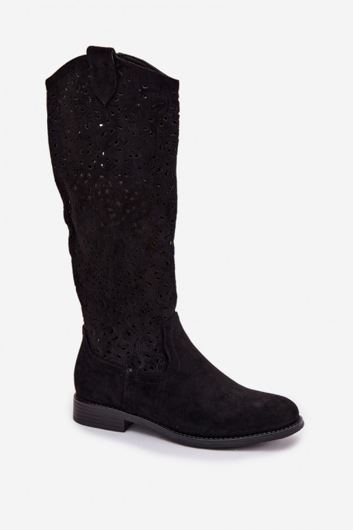 Ažuurne naiste pika säärega saapad laiade nööridega S.Barski HY61-8023 msuud