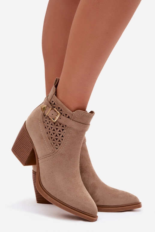 Ažuurne Pealiste poolsaapad Ažuurnem Eeskuju I Złotą neetide ja pandlaga beeži värvi Deloriah