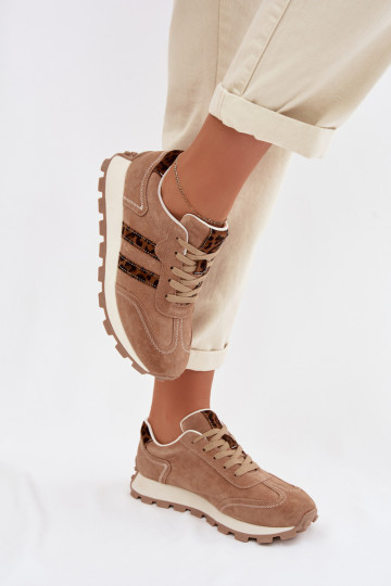 seemisnakhsed Sneakers tüüpi jalanõud Pealiste omad platvormiga leopardimustriga S.Barski LR61-7071 pruunid värvi