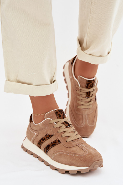 seemisnakhsed Sneakers tüüpi jalanõud Pealiste omad platvormiga leopardimustriga S.Barski LR61-7071 pruunid värvi