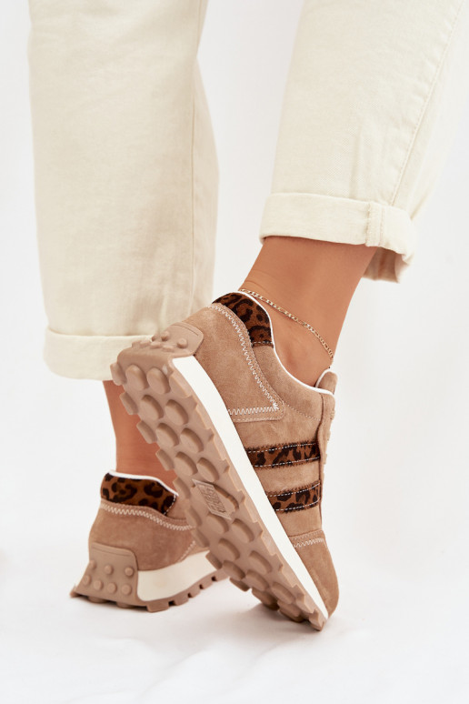 seemisnakhsed Sneakers tüüpi jalanõud Pealiste omad platvormiga leopardimustriga S.Barski LR61-7071 pruunid värvi