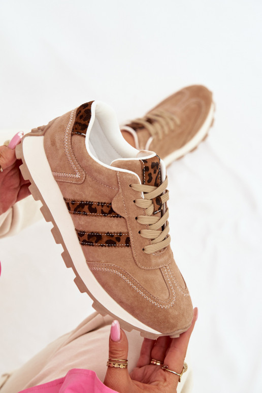 seemisnakhsed Sneakers tüüpi jalanõud Pealiste omad platvormiga leopardimustriga S.Barski LR61-7071 pruunid värvi