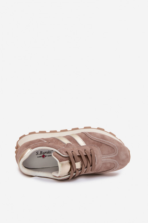 seemisnakhsed Sneakers tüüpi jalanõud Pealiste omad platvormiga S.Barski LR61-7097 beeži värvi