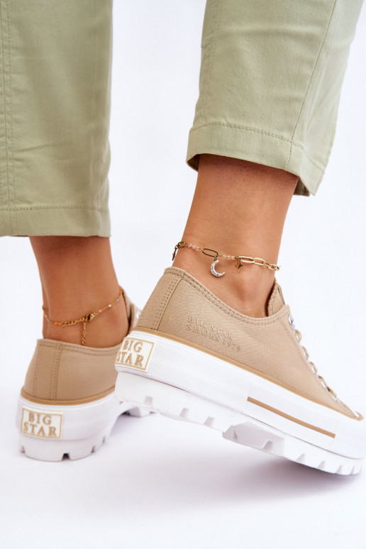 Riidest vabaaja jalanõud platvormiga Big Star LL274154 beeži värvi