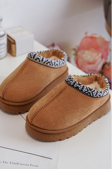 Lasten sisätilojen tossut liukastumismallina lämmitetty ruskeana Olivane 2
