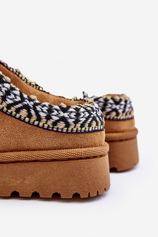 Plätud Laste jalanõud Slip-on voodriga pruunid värvi Olivane