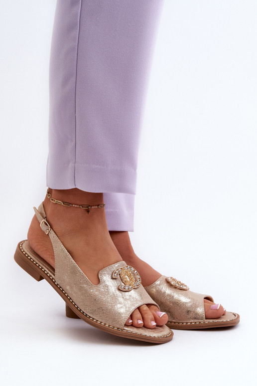 Pealistesandaalid kaunistustega S.Barski KV27-049 Kuldset värvi
