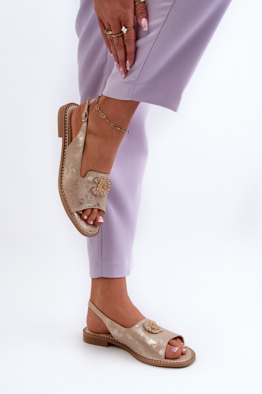 Pealistesandaalid kaunistustega S.Barski KV27-049 Kuldset värvi