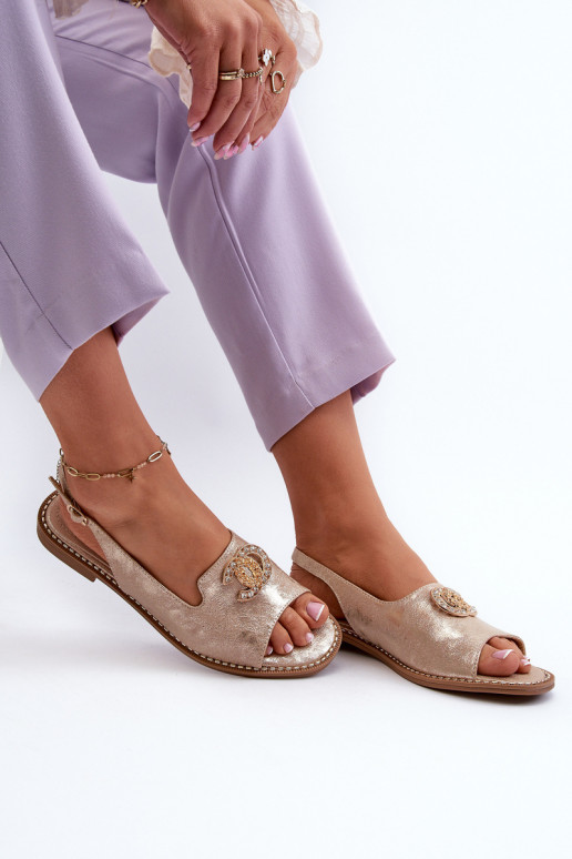 Pealistesandaalid kaunistustega S.Barski KV27-049 Kuldset värvi