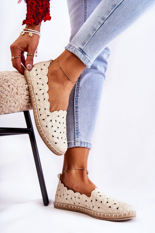 Pealiste omad Slip-on Baleriinad lilledega beeži värvi Vennice