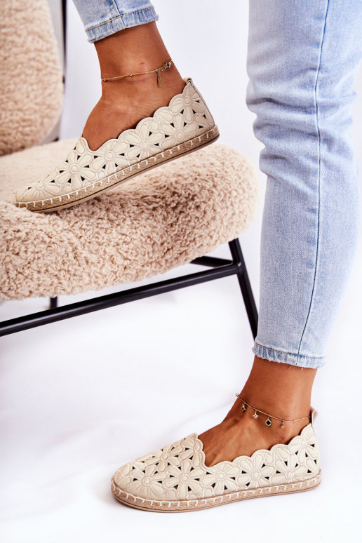 Pealiste omad Slip-on Baleriinad lilledega beeži värvi Vennice