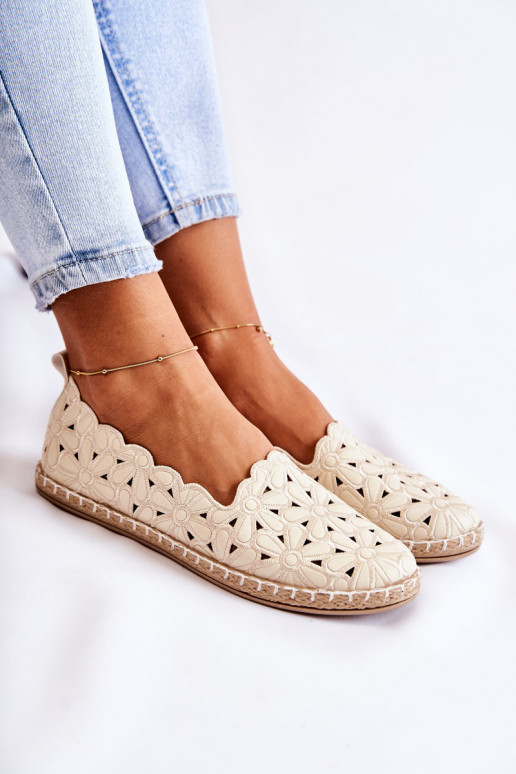 Pealiste omad Slip-on Baleriinad lilledega beeži värvi Vennice