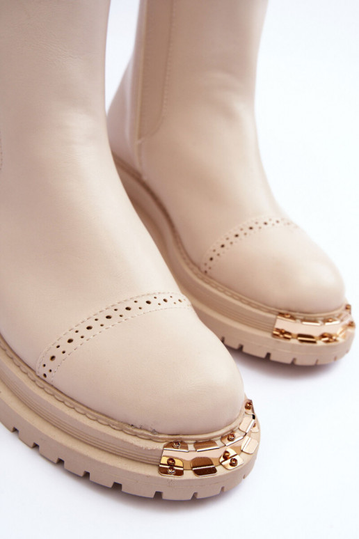 Pealiste poolsaapad Chelsea saapad beeži värvi Nialee