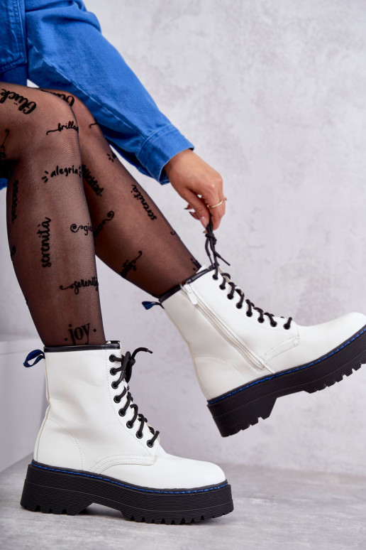 Pealiste omad nööritavad Pealiste nöörsaapad valget värvi Callie