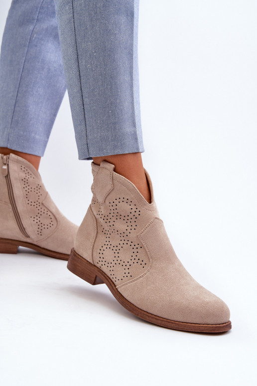 Saapad Pealiste omad laiade nööridega Elevandiluu värvi S.Barski HY66-151