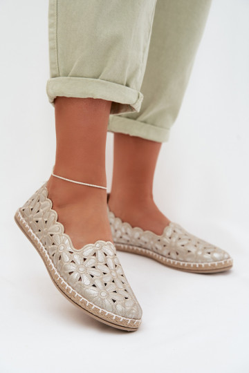 Pealiste omad Slip-on Baleriinad lilledega Kuldset värvi Vennice 2