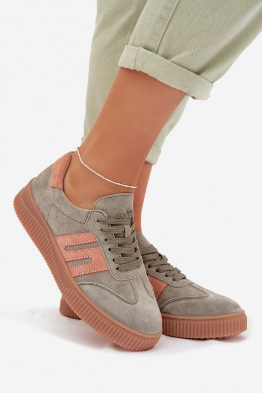 Sneakers tüüpi jalanõud Pealiste omadPealturalnego seemisnakhsedu Rohelist värvi Delyssia