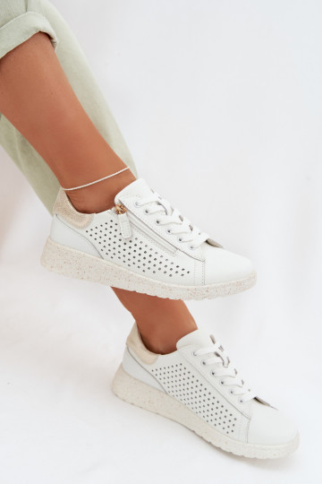 Pealhk jalatsid Sneakers tüüpi jalanõud Pealiste omad tõmblukuga Valget-Kuldset värvi Kalorinne