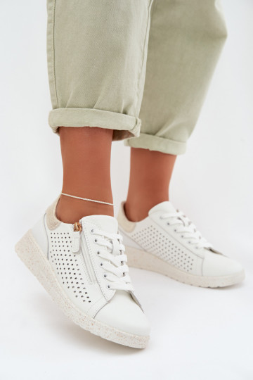 Pealhk jalatsid Sneakers tüüpi jalanõud Pealiste omad tõmblukuga Valget-Kuldset värvi Kalorinne 2