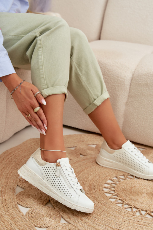 Pealhk jalatsid Sneakers tüüpi jalanõud Pealiste omad tõmblukuga Valget-Kuldset värvi Kalorinne